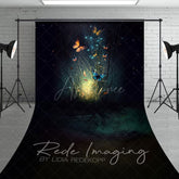 Aperturee - Aperturee Blue Mystical Butterflies Fine Art Sweep Backdrop