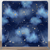 Aperturee - Aperturee Blue Night Stars Cloud Birthday Pillow Case Backdrop