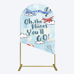 Aperturee - Aperturee Blue Oh The Places You Go Happy Birthday Arch Backdrop