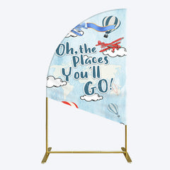 Aperturee - Aperturee Blue Oh The Places You Go Happy Birthday Half Moon Arch Backdrop