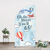 Aperturee - Aperturee Blue Oh The Places You Go Happy Birthday Half Moon Arch Backdrop