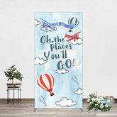 Aperturee - Aperturee Blue Oh The Places You Go Happy Birthday Rectangle Backdrop