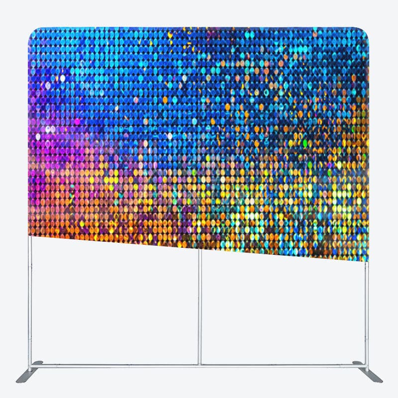 Aperturee - Aperturee Blue Orange Gradient Sequin Glitter Backdrop For Decor