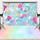 Aperturee - Aperturee Blue Painted Color Floral Bubbles Combo Set Backdrop