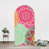 Aperturee - Aperturee Blue Pink Floral Pattern Mandala Lohri Arch Backdrop
