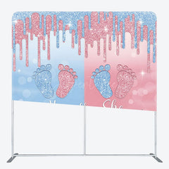 Aperturee - Aperturee Blue Pink Foot Fabric Backdrop Cover for Baby Shower