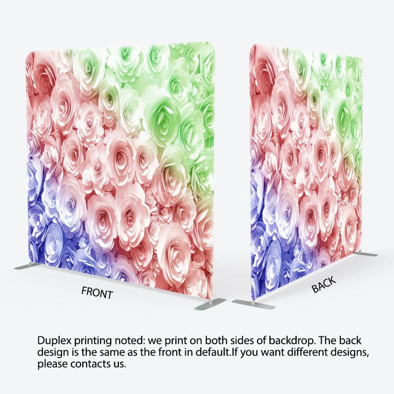 Aperturee - Aperturee Blue Pink Green Rose Fabric Backdrop Cover For Party