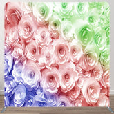 Aperturee - Aperturee Blue Pink Green Rose Fabric Backdrop Cover For Party