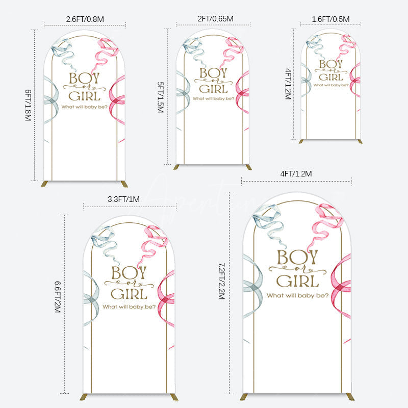 Aperturee - Aperturee Blue Pink Ribbon Boy Or Girl Baby Shower Arch Backdrop
