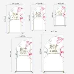 Aperturee - Aperturee Blue Pink Ribbon Boy Or Girl Baby Shower Half Moon Arch Backdrop