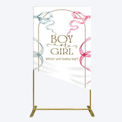 Aperturee - Aperturee Blue Pink Ribbon Boy Or Girl Baby Shower Rectangle Backdrop