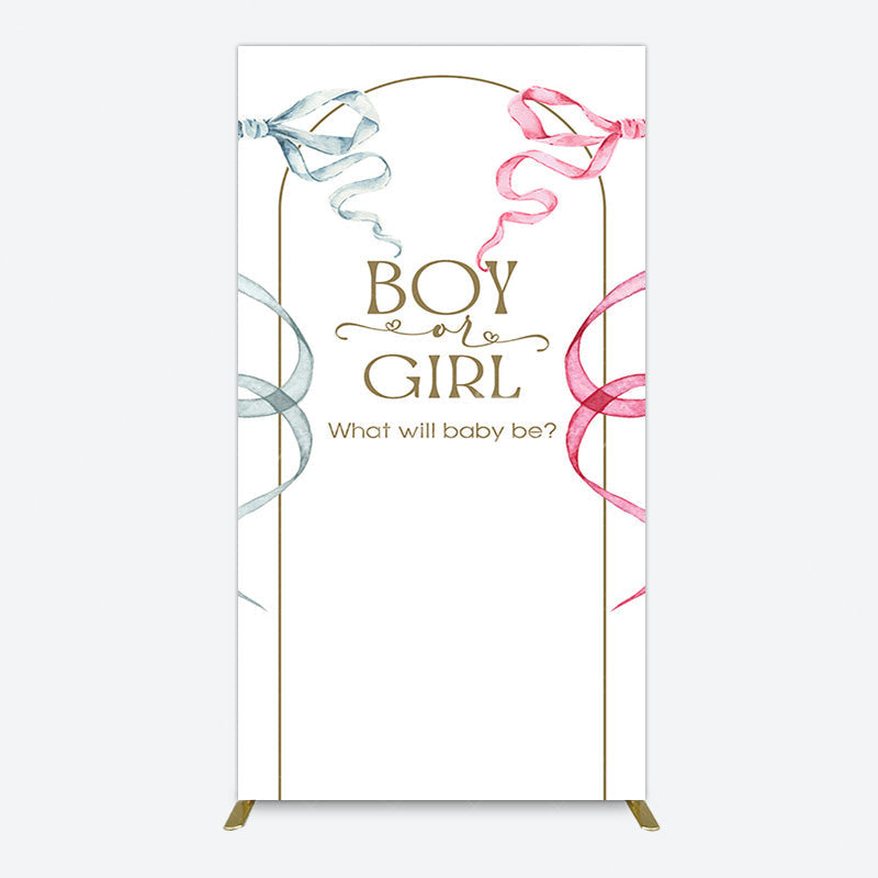 Aperturee - Aperturee Blue Pink Ribbon Boy Or Girl Baby Shower Rectangle Backdrop