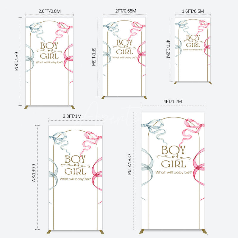 Aperturee - Aperturee Blue Pink Ribbon Boy Or Girl Baby Shower Rectangle Backdrop