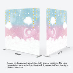Aperturee - Aperturee Blue Pink Sky Cloud Star Birthday Pillow Case Backdrop