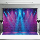 Aperturee - Aperturee Blue Pink Spotlight Stage Brick Photography Backdrop