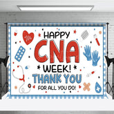 Aperturee - Aperturee Blue Plaid Happy CNA Week Thank You Party Backdrop