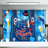 Aperturee - Aperturee Blue Plaid Tool Bib Pants Happy Fathers Day Backdrop