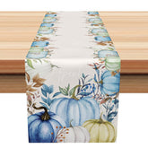 Aperturee - Aperturee Blue Pumpkin Harvest Autumn Table Runner A Sweet Fall Vibe with a Rustic Feel Modern Farmhouse Thanksgiving Decor