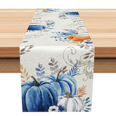 Aperturee - Aperturee Blue Pumpkin Harvest Autumn Table Runner A Sweet Fall with a Rustic Vibe Modern Farmhouse Thanksgiving Decor