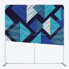 Aperturee - Aperturee Blue Pyramid Pattern Fabric Backdrop For Party Decor