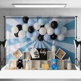 Aperturee - Aperturee Blue Rays Wall Balloons Birthday Cake Smash Backdrop