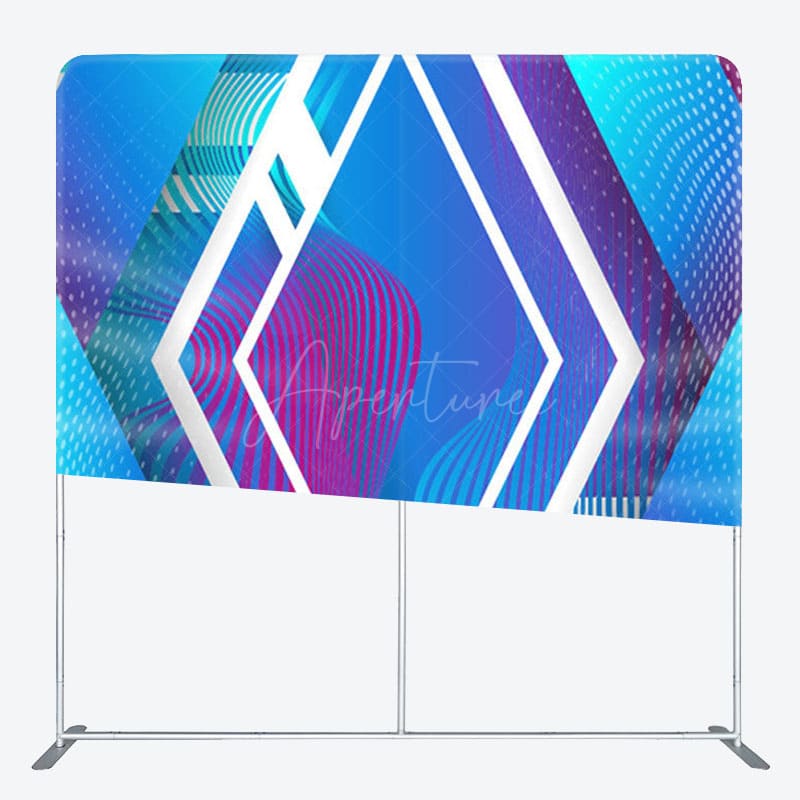 Aperturee - Aperturee Blue Red Astract Dots Rhombus Stripe Photo Backdrop