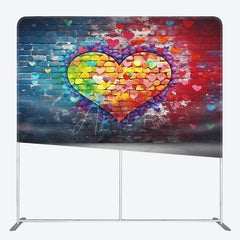 Aperturee - Aperturee Blue Red Bricks Wall Heart Pillow Cover Backdrop