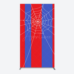 Aperturee - Aperturee Blue Red Stripes Spider Web Cartoon Rectangle Backdrop