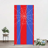 Aperturee - Aperturee Blue Red Stripes Spider Web Cartoon Rectangle Backdrop