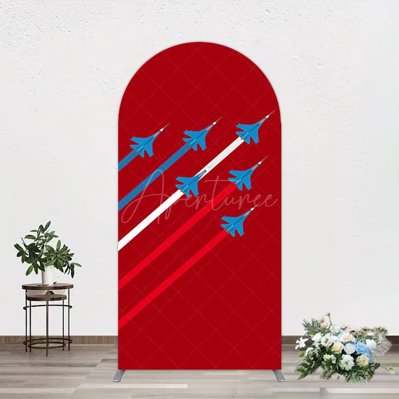 Aperturee - Aperturee Blue Red White Space Fighter Top One Arch Backdrop