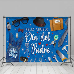 Aperturee - Aperturee Blue Rhombus Feliz Abuelo Dia Del Padre Backdrop