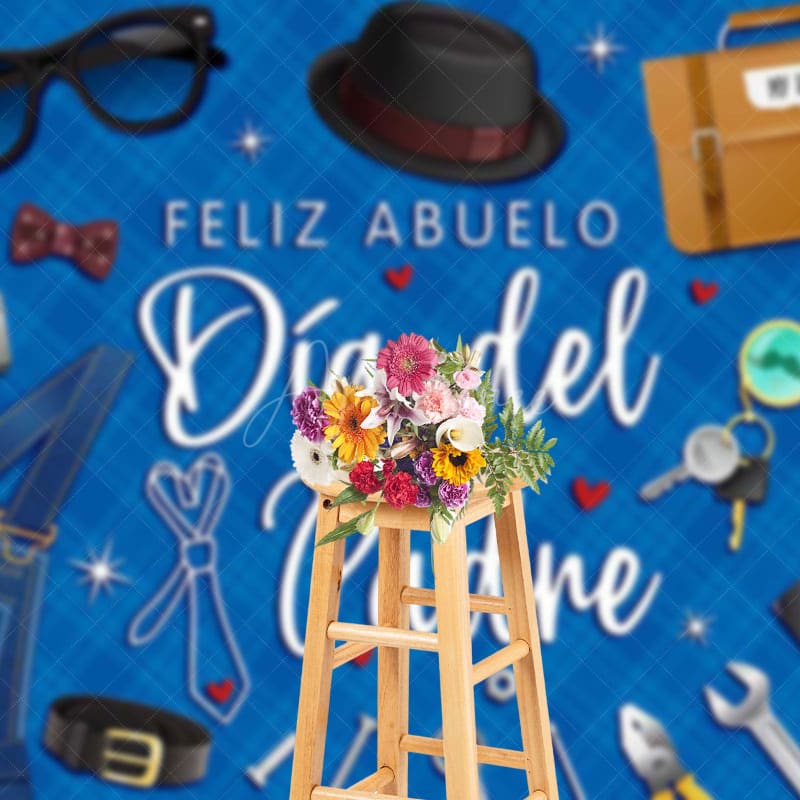 Aperturee - Aperturee Blue Rhombus Feliz Abuelo Dia Del Padre Backdrop