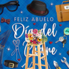 Aperturee - Aperturee Blue Rhombus Feliz Abuelo Dia Del Padre Backdrop