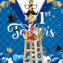 Aperturee - Aperturee Blue Rhombus Suit Tie Happy 1st Fathers Day Backdrop