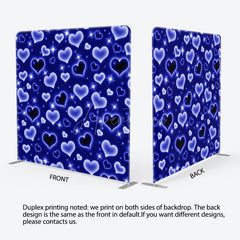 Aperturee - Aperturee Blue Romantic Hearts Sparkle Square Tension Backdrop