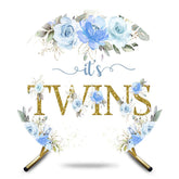 Aperturee - Aperturee Blue Rose Glitter Its Twins Round Baby Shower Backdrop