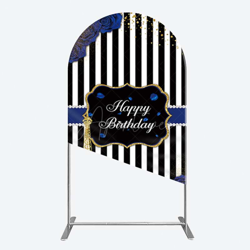 Aperturee Aperturee Blue Rose Glitter Tower Happy Birthday Arch Backdrop