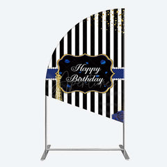 Aperturee Aperturee Blue Rose Glitter Tower Happy Birthday Half Moon Arch Backdrop