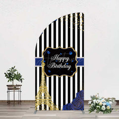 Aperturee Aperturee Blue Rose Glitter Tower Happy Birthday Half Moon Arch Backdrop