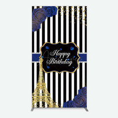 Aperturee Aperturee Blue Rose Glitter Tower Happy Birthday Rectangle Backdrop
