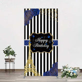 Aperturee Aperturee Blue Rose Glitter Tower Happy Birthday Rectangle Backdrop