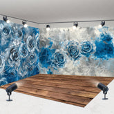Aperturee - Aperturee Blue Silver Abstract Butterfly Room Set Backdrop