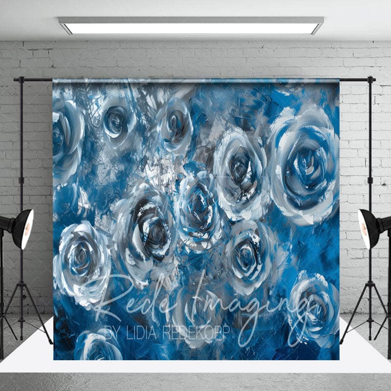 Aperturee - Aperturee Blue Silver Abstract Butterfly Room Set Backdrop