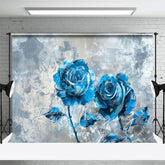 Aperturee - Aperturee Blue Silver Abstract Floral Fine Art Photo Backdrop