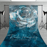 Aperturee - Aperturee Blue Silver Abstract Floral Sweep Photo Backdrop