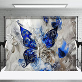Aperturee - Aperturee Blue Silver Artistic Abstract Butterfly Photo Backdrop