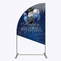 Aperturee - Aperturee Blue Silver Happy Birthday Half Moon Arch Backdrop Balloon Glitter Rain Party Decor