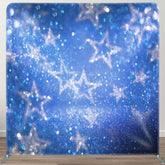 Aperturee - Aperturee Blue Silver Stars Glitter Party Pillow Case Backdrop