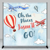 Aperturee - Aperturee Blue Sky Adventure Custom Name Birthday Backdrop