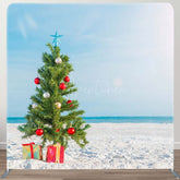 Aperturee - Aperturee Blue Sky Beach Christmas In July Pillow Case Backdrop